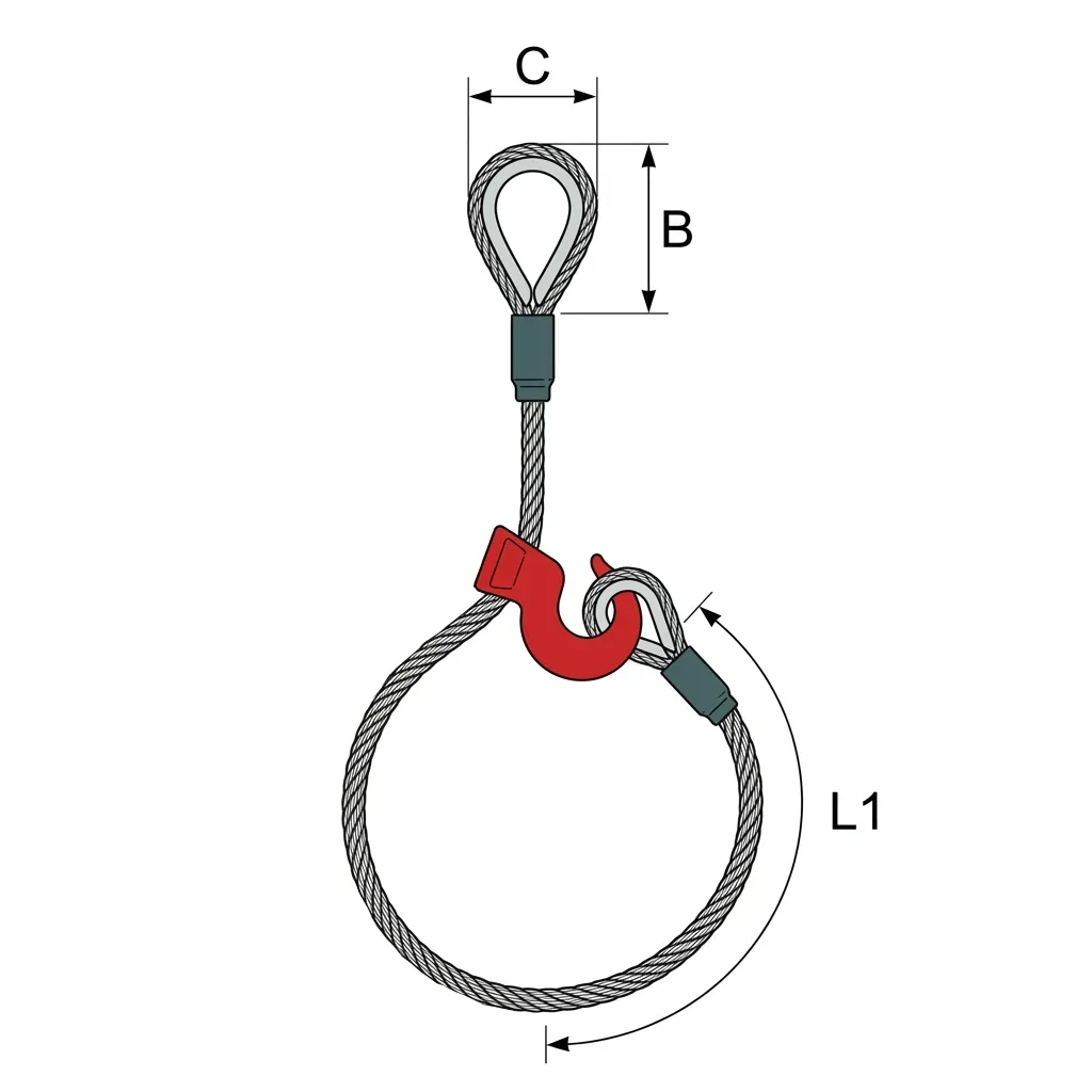 Laço de Cabo de Aço AC3 Polido com Alma de Fibra